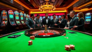 Exciting casino scene at dom88.us.com showcasing vibrant poker chips and a roulette wheel.