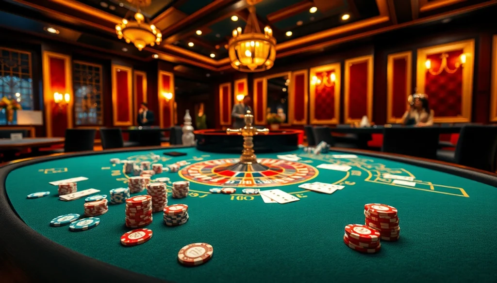 Exciting gambling scene at Link NK88 with vibrant casino table and chips.