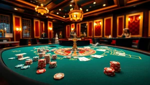 Exciting gambling scene at Link NK88 with vibrant casino table and chips.