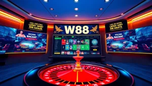 Explore the dynamic gaming interface of W88.nyc, featuring sports betting and live casino games.