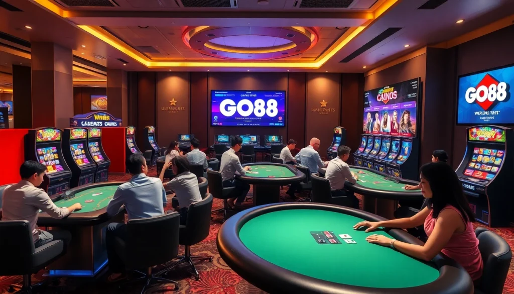 GO88 gaming action showcasing vibrant tables and players, enhancing the online experience at dittytalk.com.